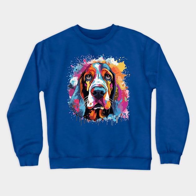 Watercolor Basset hound Crewneck Sweatshirt by CatCoconut-Art